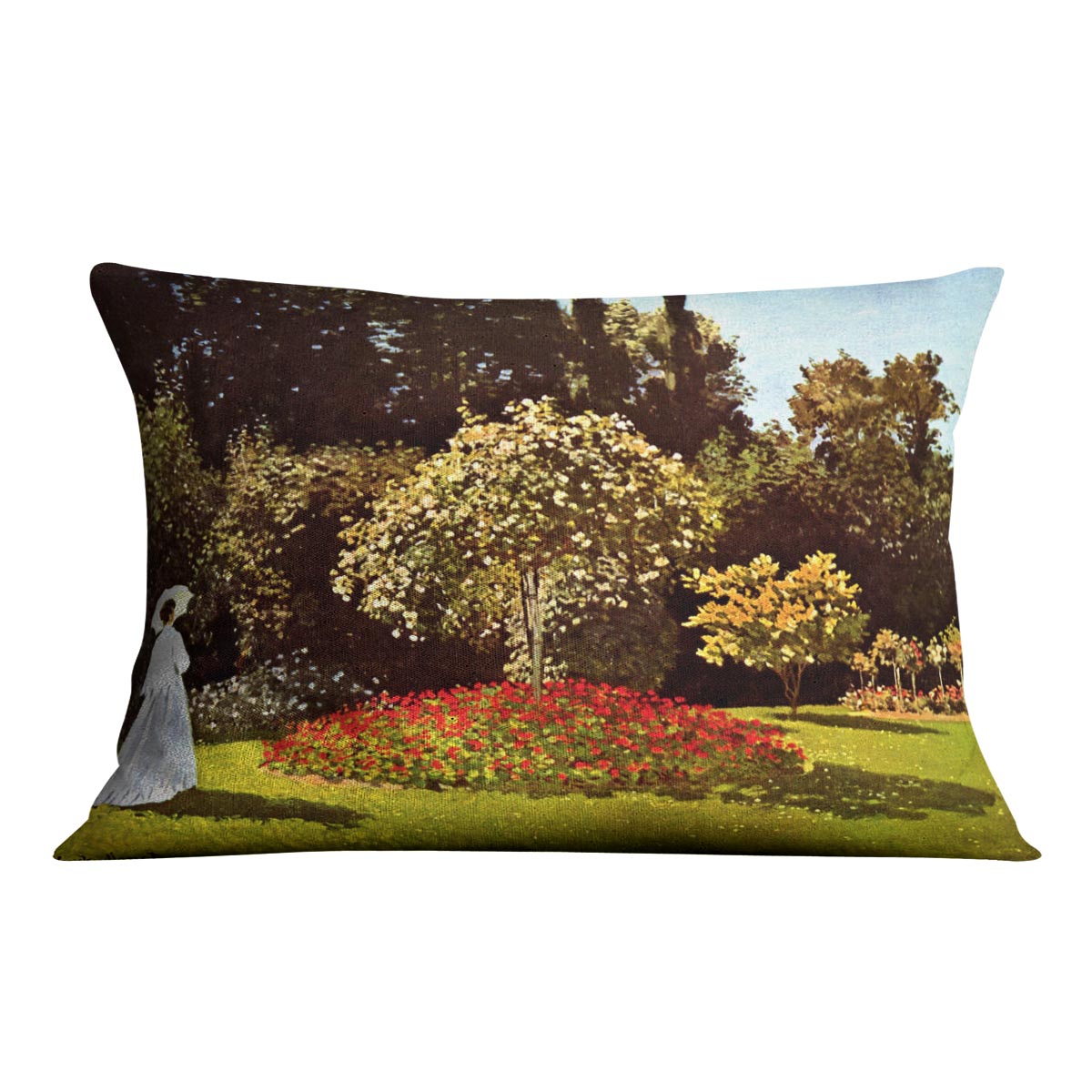 Woman in the garden by Monet Cushion