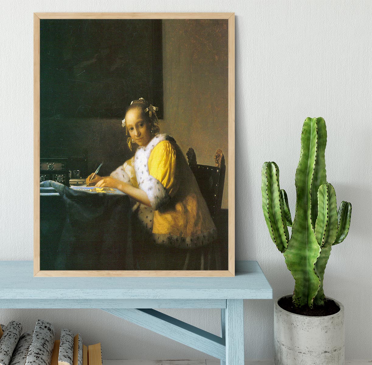 Woman in yellow by Vermeer Framed Print - Canvas Art Rocks - 4