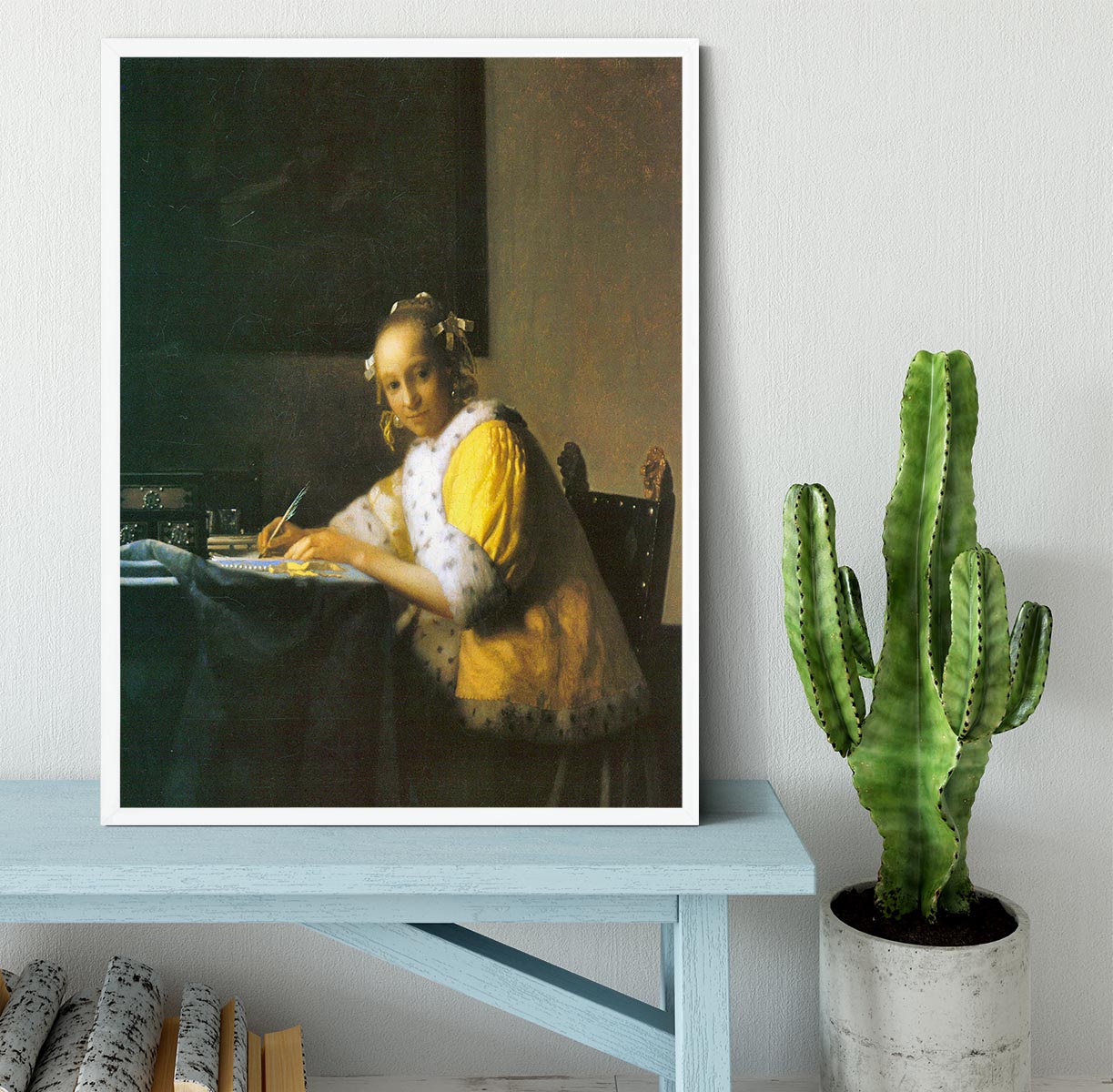 Woman in yellow by Vermeer Framed Print - Canvas Art Rocks -6