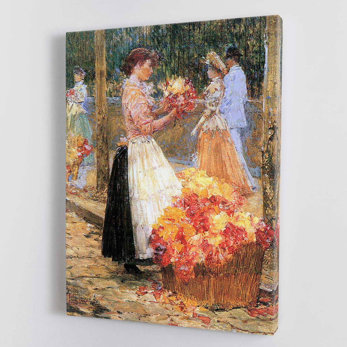 Woman sells flowers by Hassam Canvas Print or Poster - Canvas Art Rocks - 1