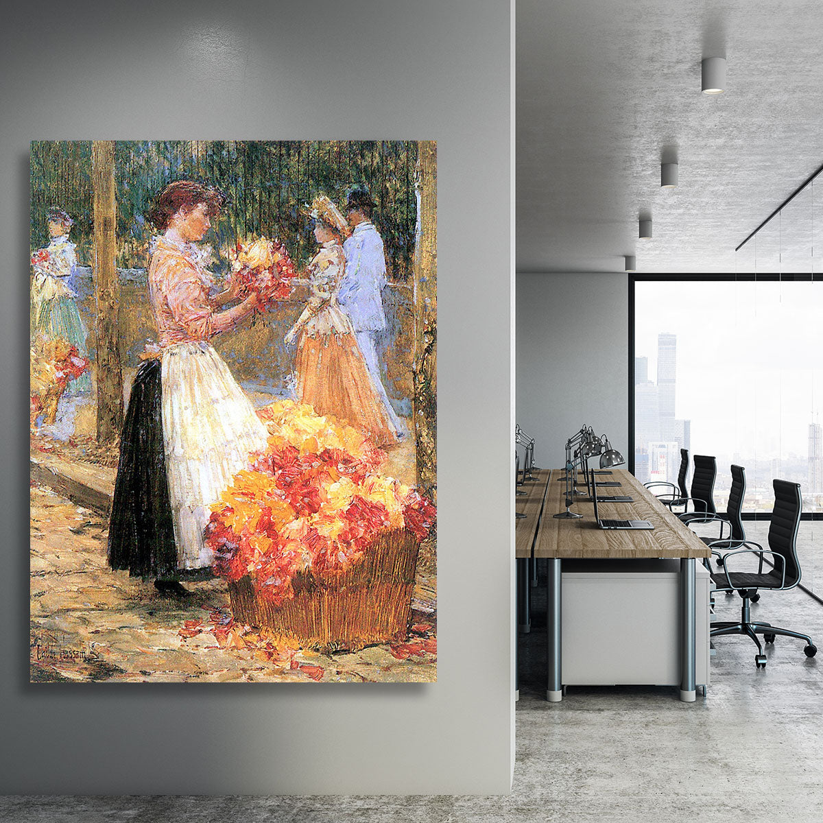 Woman sells flowers by Hassam Canvas Print or Poster - Canvas Art Rocks - 3