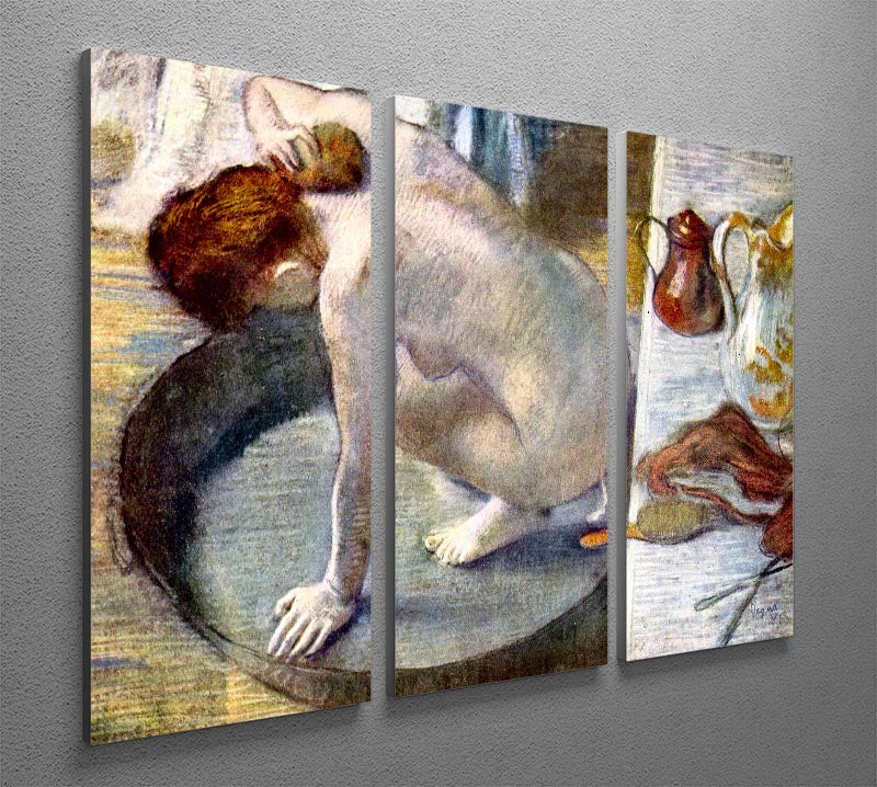 Woman washing in the tub by Degas 3 Split Panel Canvas Print - Canvas Art Rocks - 2