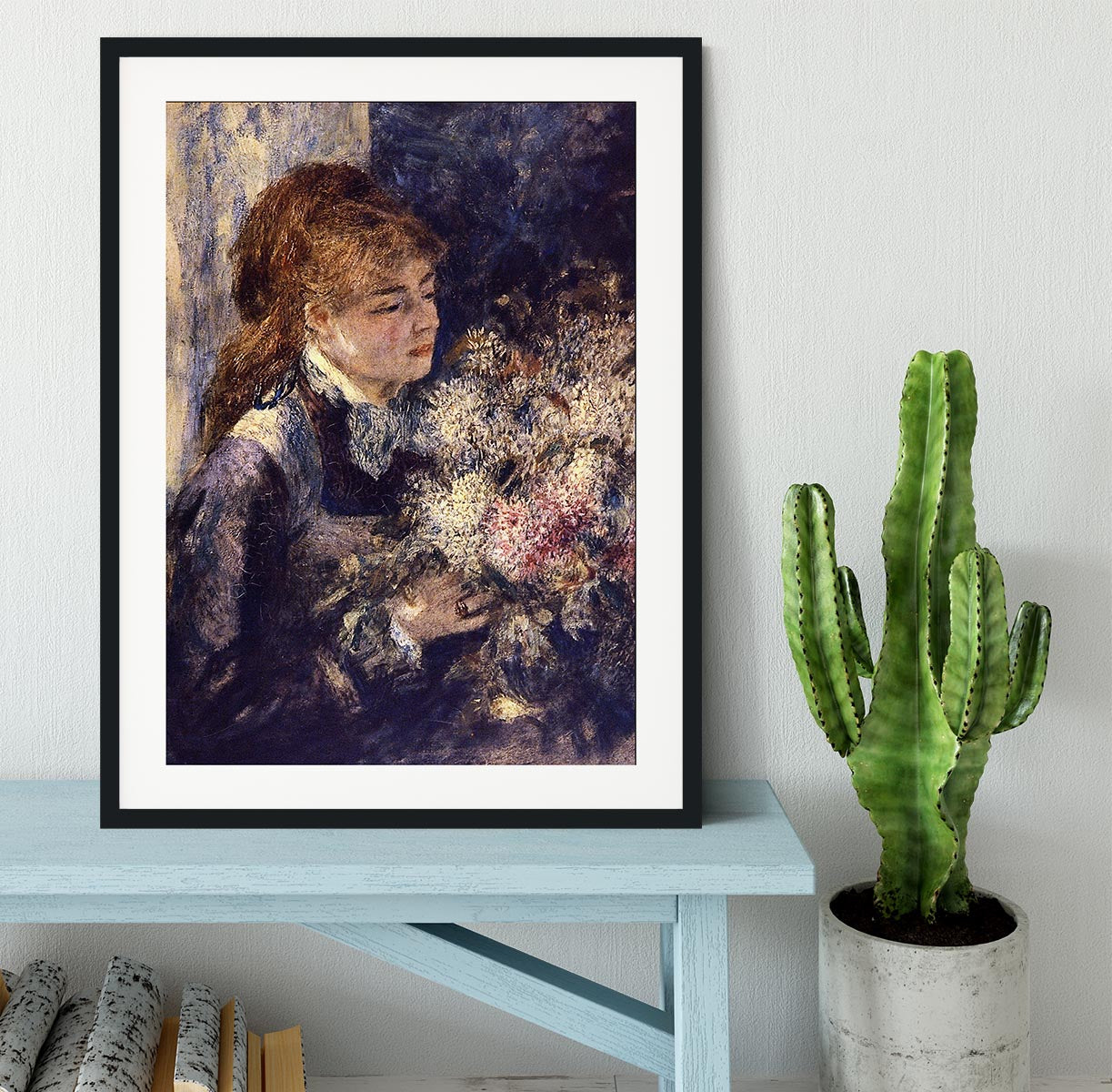 Woman with Lilacs by Renoir Framed Print - Canvas Art Rocks - 1