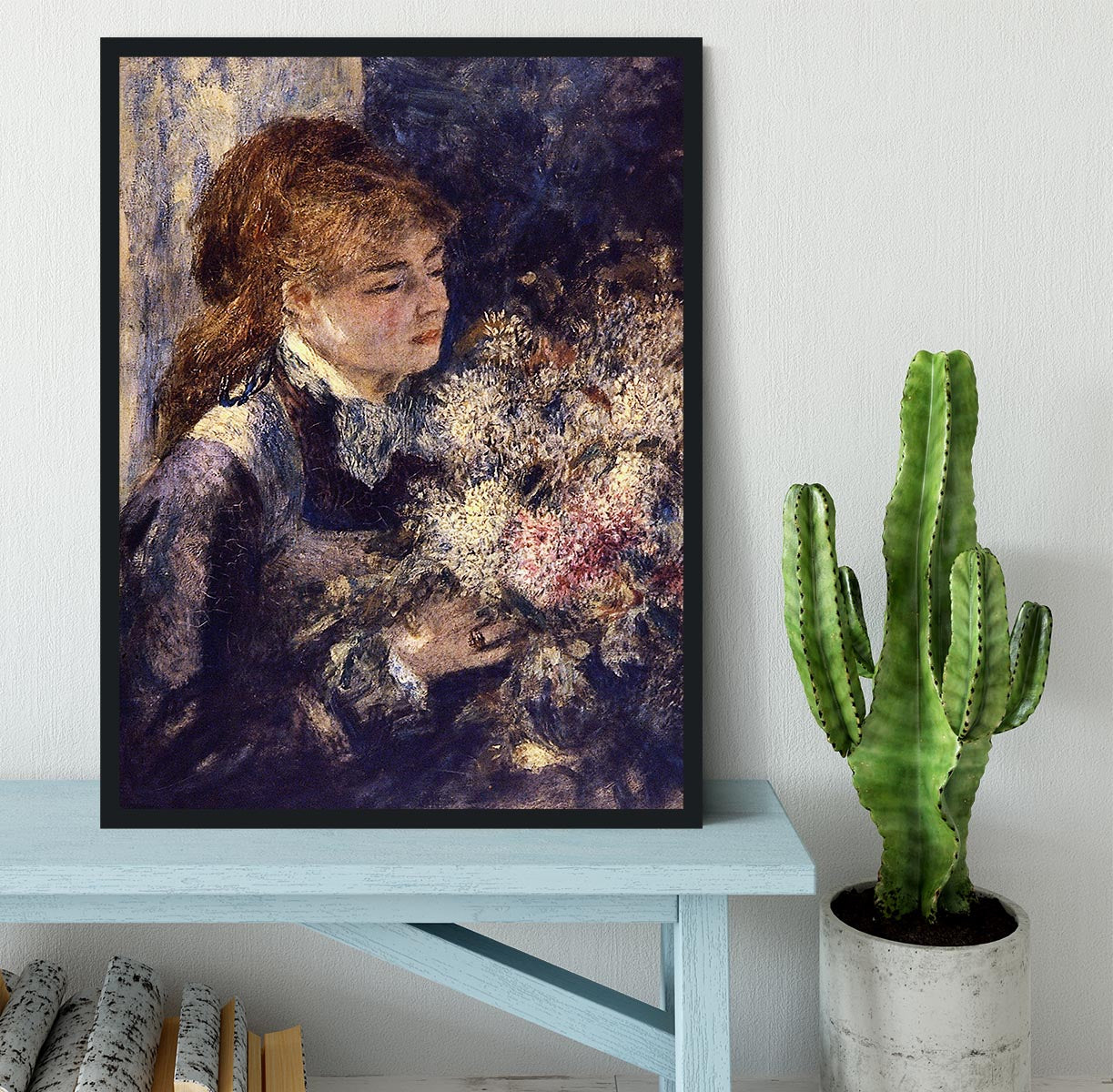 Woman with Lilacs by Renoir Framed Print - Canvas Art Rocks - 2