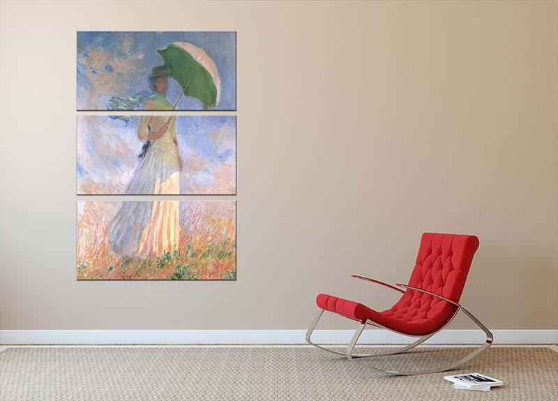 Woman with Parasol 2 by Monet 3 Split Panel Canvas Print - Canvas Art Rocks - 2