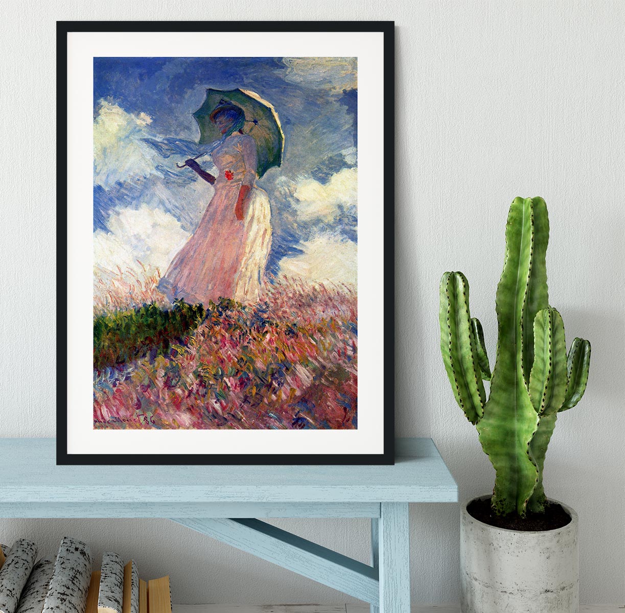 Woman with Parasol study by Monet Framed Print - Canvas Art Rocks - 1