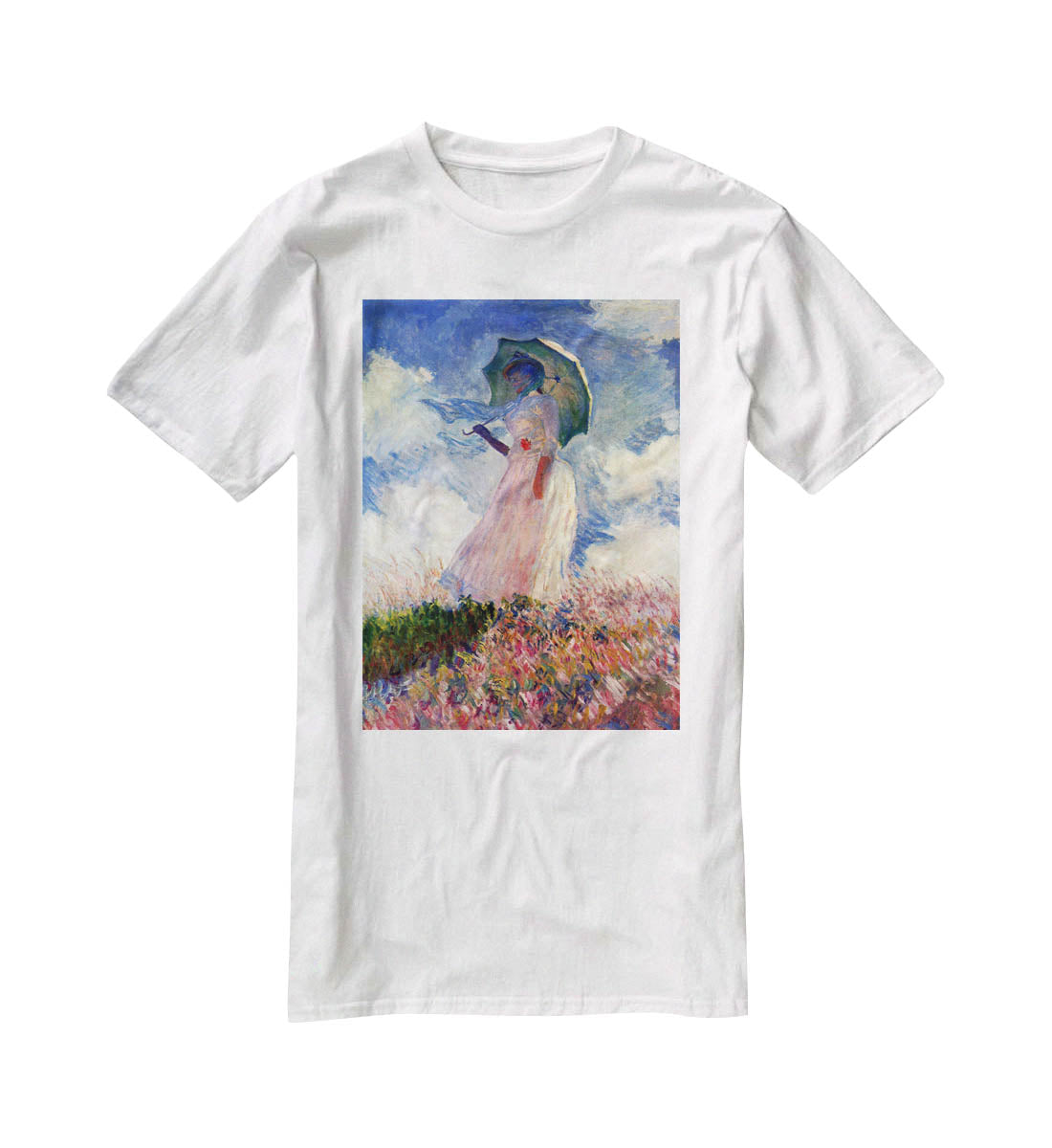 Woman with Parasol study by Monet T-Shirt - Canvas Art Rocks - 5