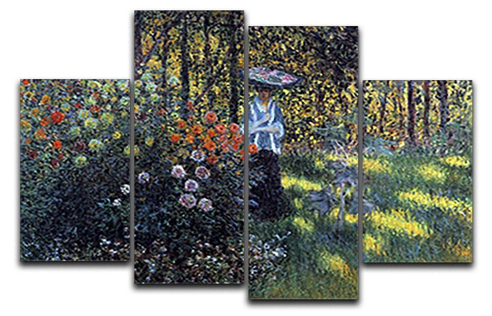 Woman with a parasol in the garden of Argenteuil by Monet 4 Split Panel Canvas  - Canvas Art Rocks - 1