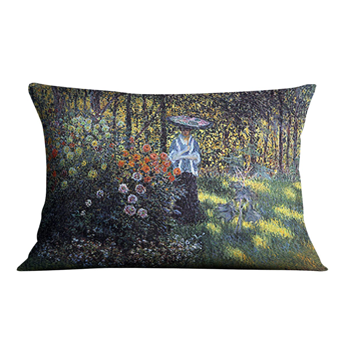 Woman with a parasol in the garden of Argenteuil by Monet Cushion