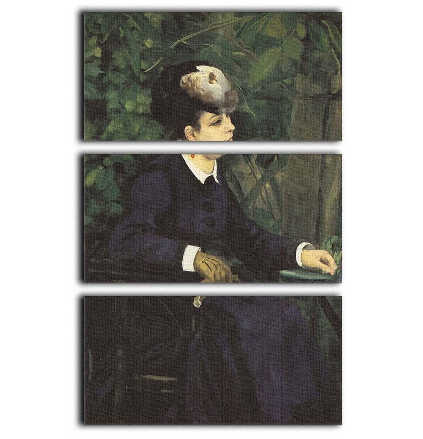 Woman with gull feather Woman in the garden by Renoir 3 Split Panel Canvas Print - Canvas Art Rocks - 1