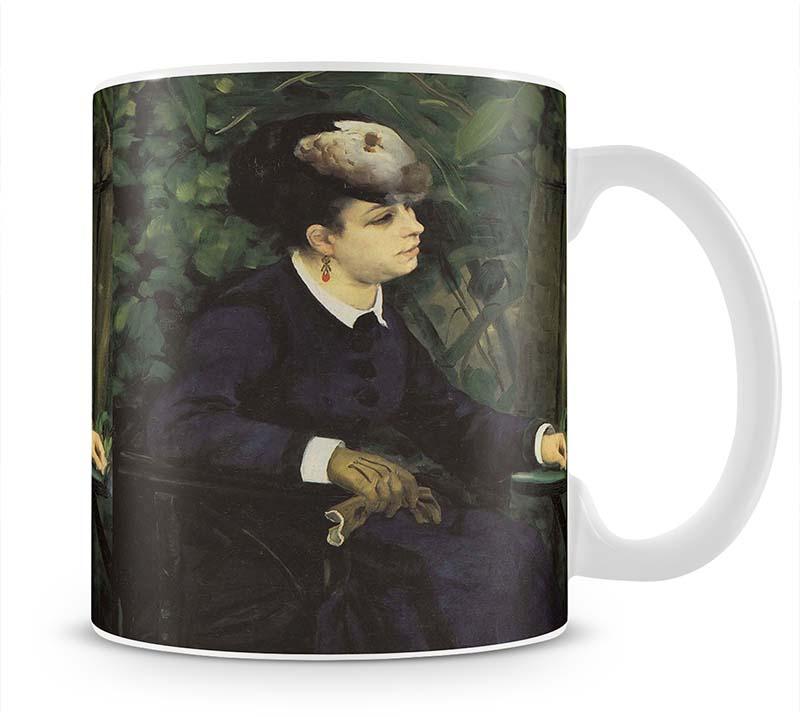 Woman with gull feather Woman in the garden by Renoir Mug - Canvas Art Rocks - 1
