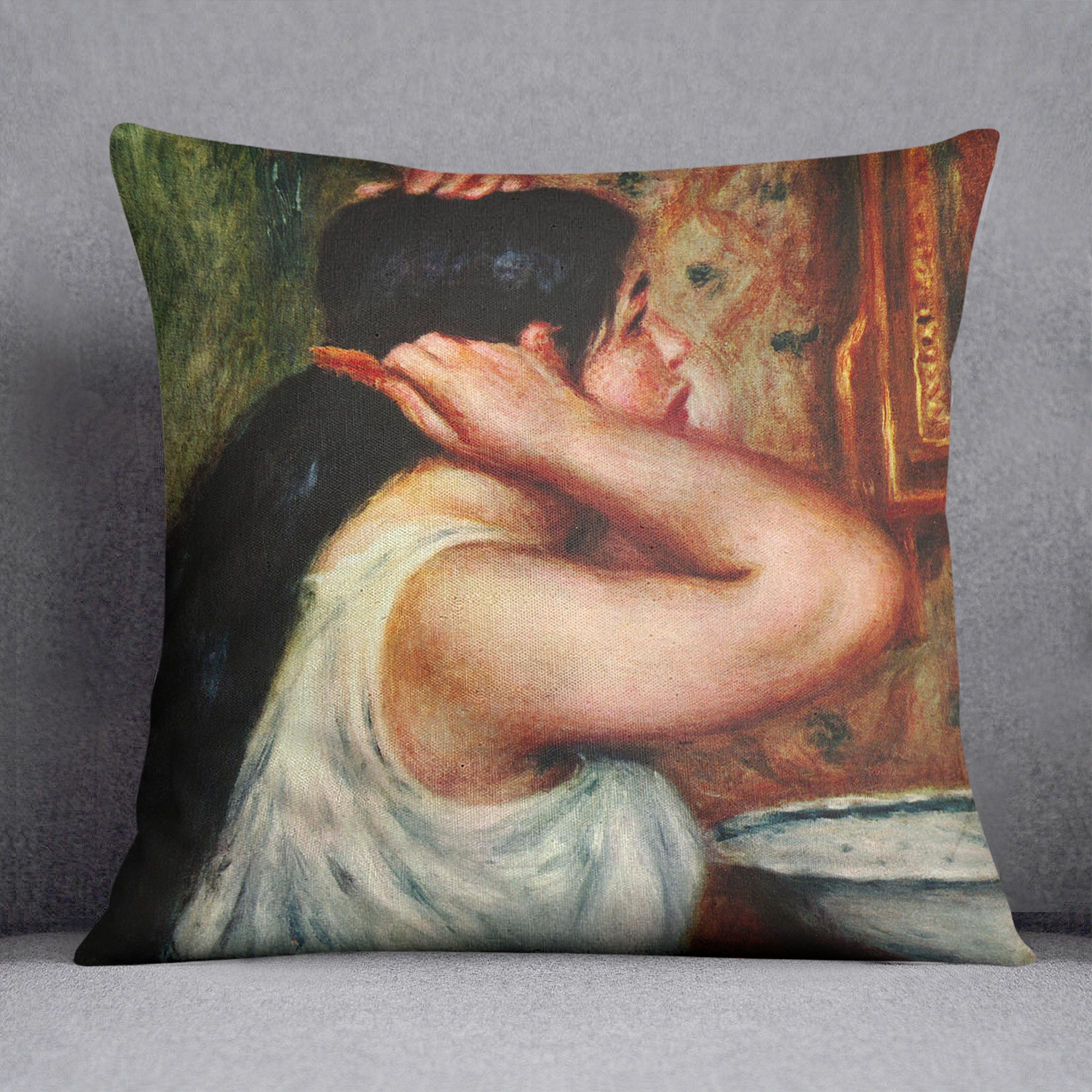 Woman with hair combs by Renoir Cushion