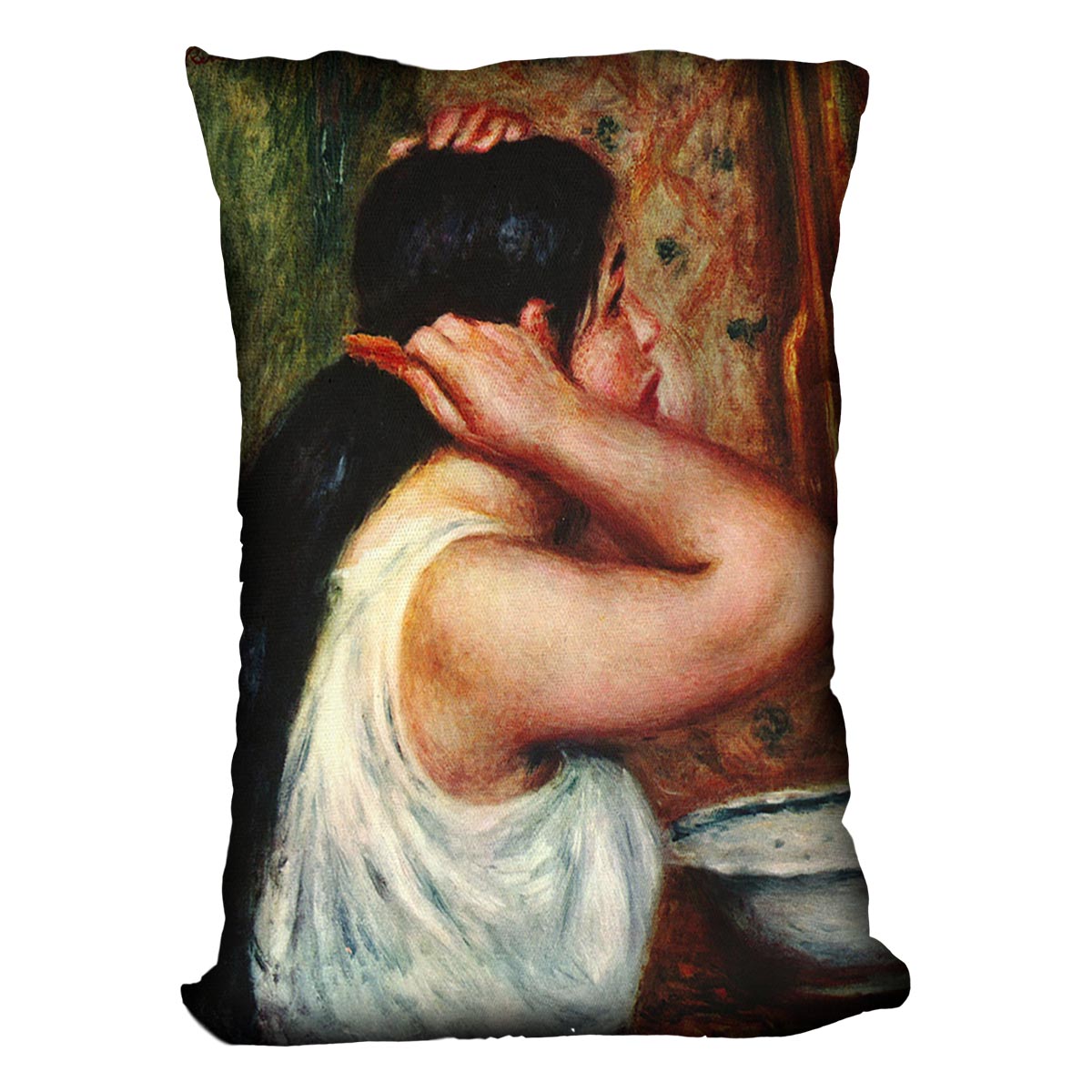Woman with hair combs by Renoir Cushion