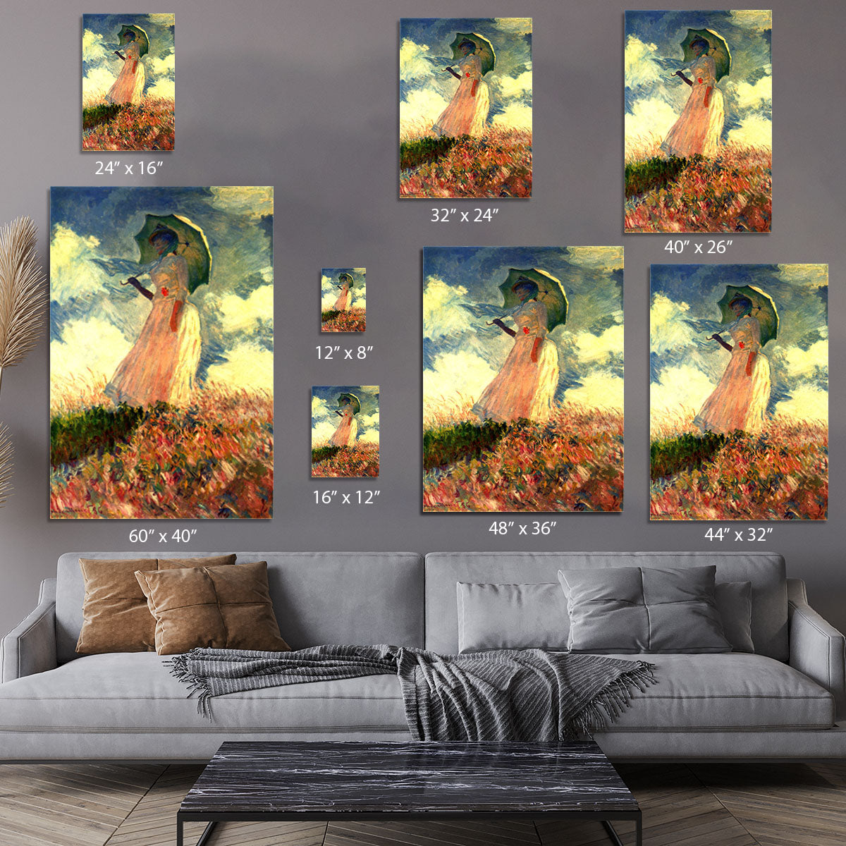 Woman with sunshade by Monet Canvas Print or Poster - Canvas Art Rocks - 7