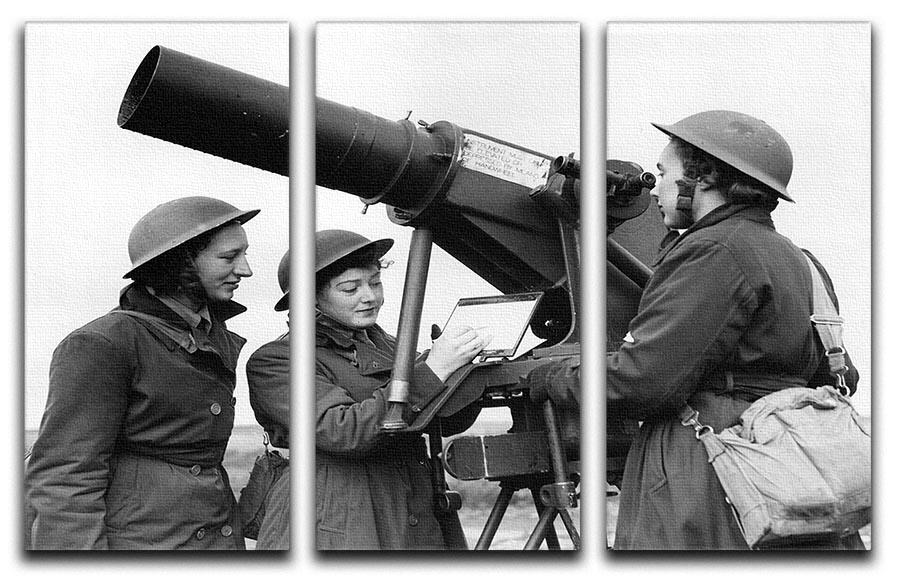 Women soldiers take aim WW2 3 Split Panel Canvas Print - Canvas Art Rocks - 1