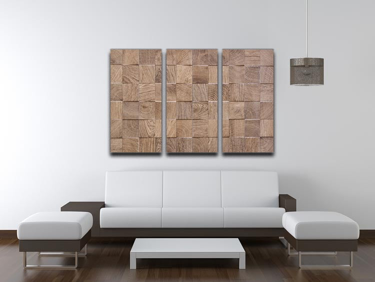 Wooden background with embossed detail 3 Split Panel Canvas Print - Canvas Art Rocks - 3
