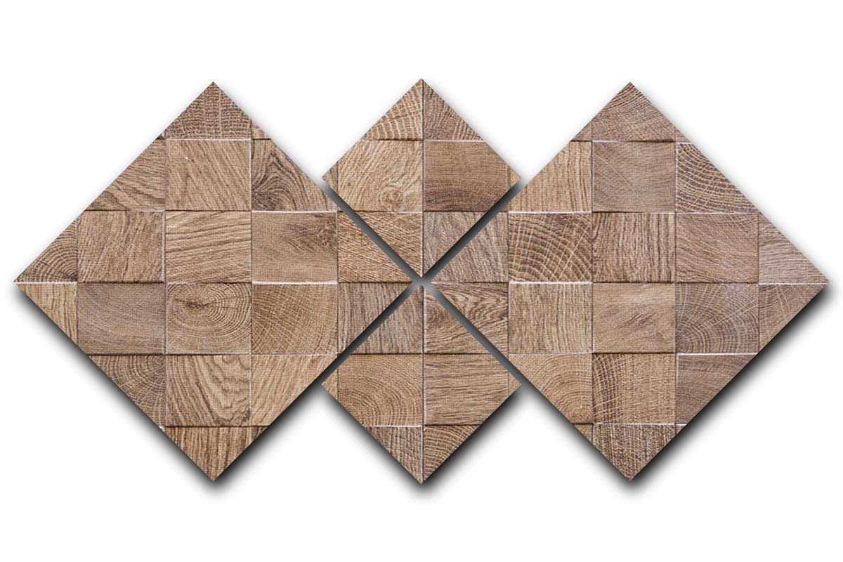 Wooden background with embossed detail 4 Square Multi Panel Canvas - Canvas Art Rocks - 1