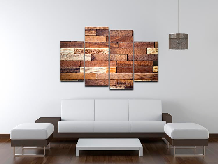 Wooden bars parquet 4 Split Panel Canvas - Canvas Art Rocks - 3