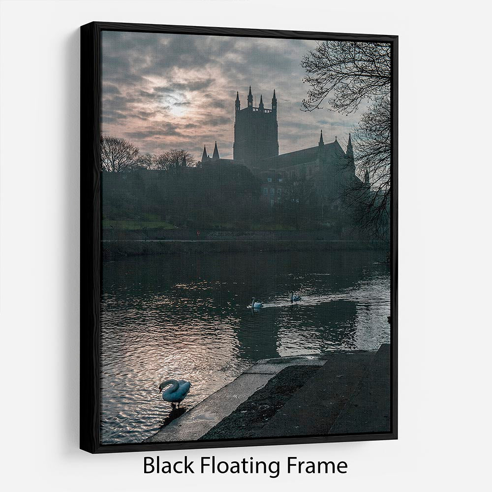 Worcester Cathedral Floating Frame Canvas - Canvas Art Rocks - 1