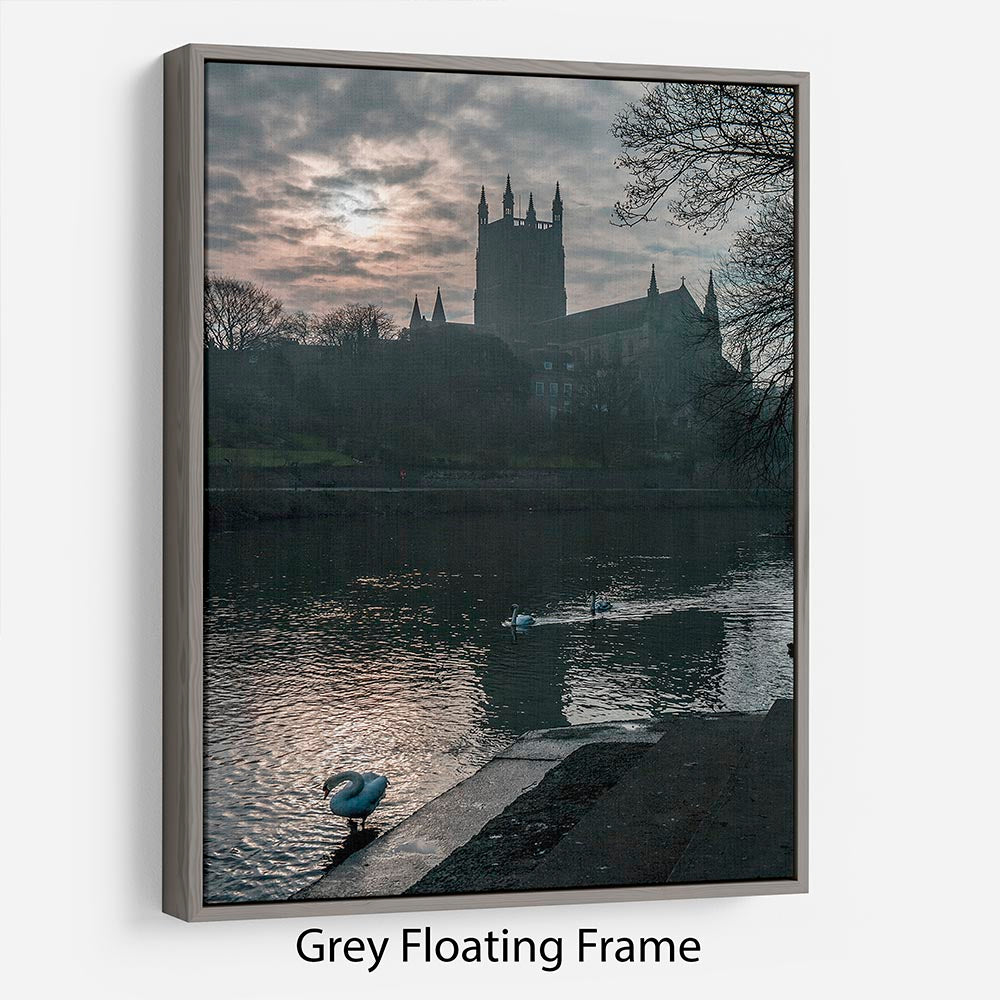 Worcester Cathedral Floating Frame Canvas - Canvas Art Rocks - 3
