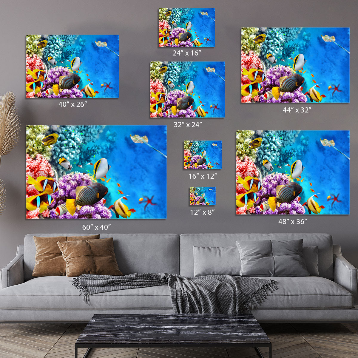 World with corals and tropical fish Canvas Print or Poster - Canvas Art Rocks - 7