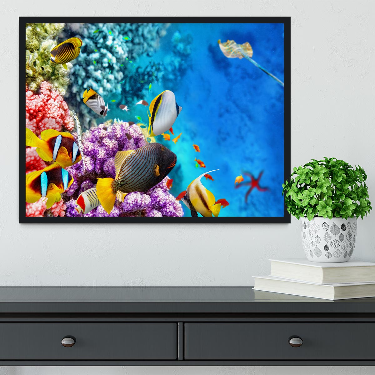 World with corals and tropical fish Framed Print - Canvas Art Rocks - 2