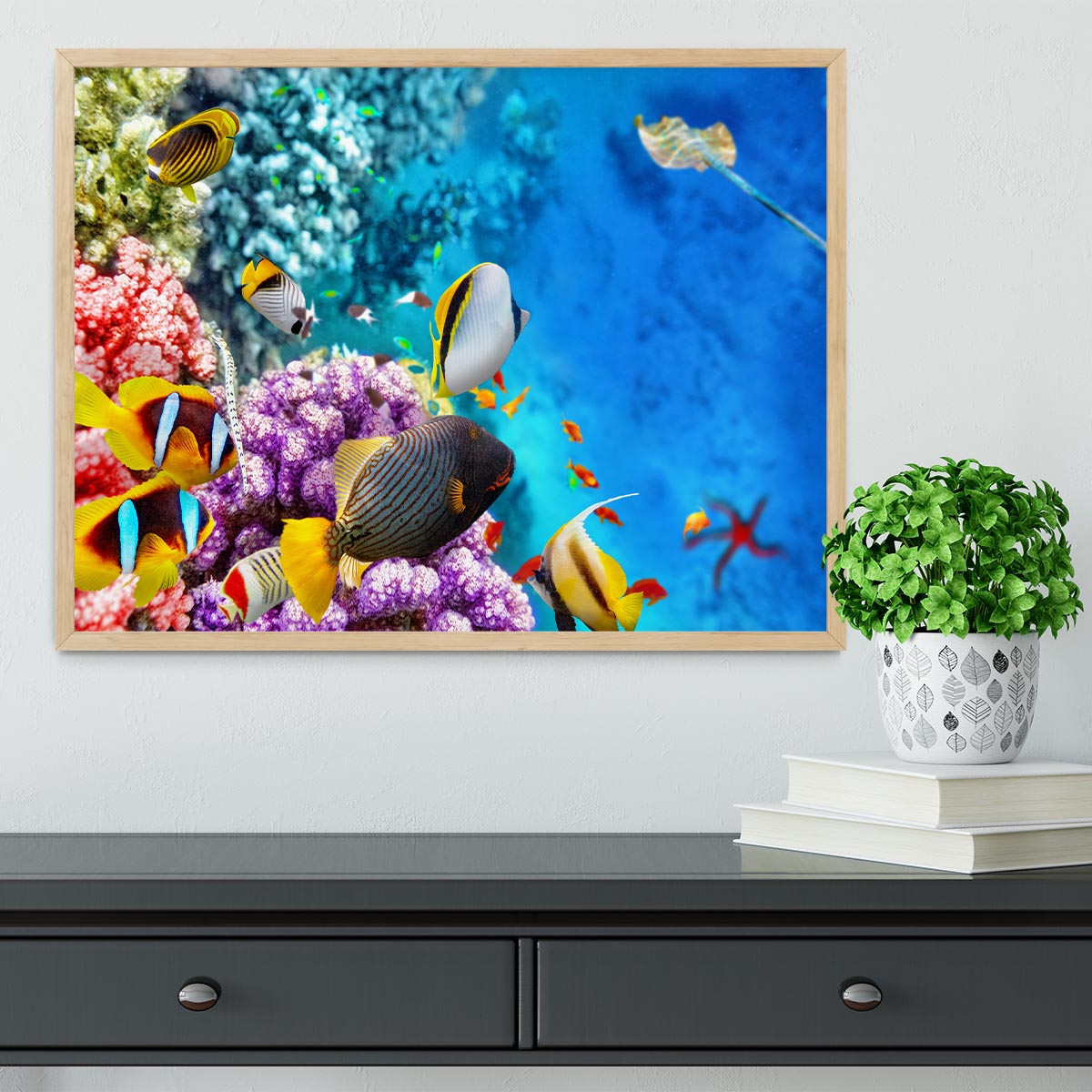 World with corals and tropical fish Framed Print - Canvas Art Rocks - 4