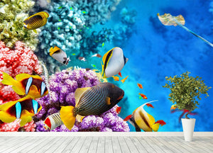 World with corals and tropical fish Wall Mural Wallpaper - Canvas Art Rocks - 4