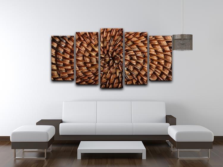 Woven wooden texture 5 Split Panel Canvas  - Canvas Art Rocks - 3