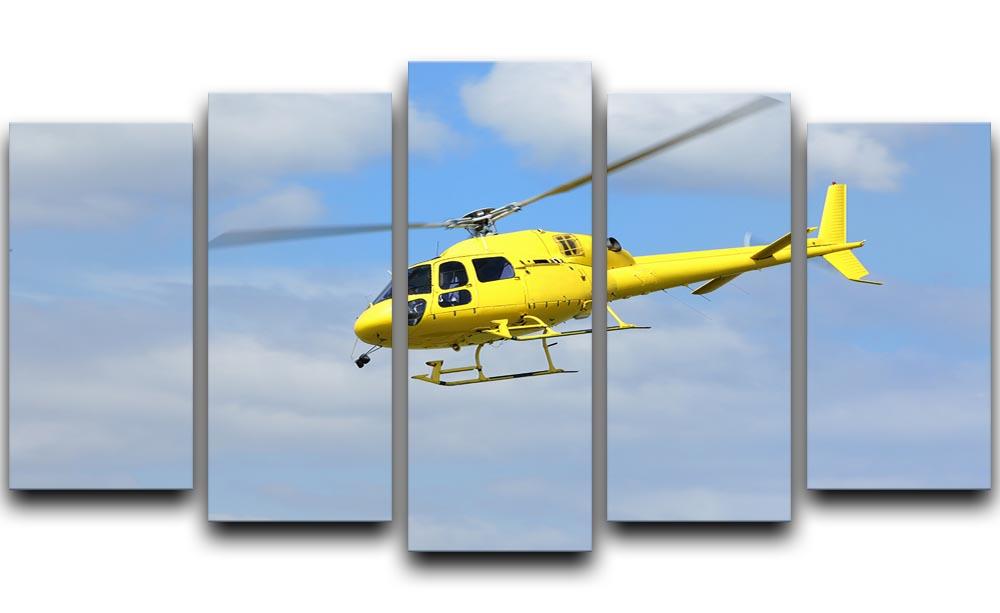 Yellow helicopter in the air 5 Split Panel Canvas  - Canvas Art Rocks - 1