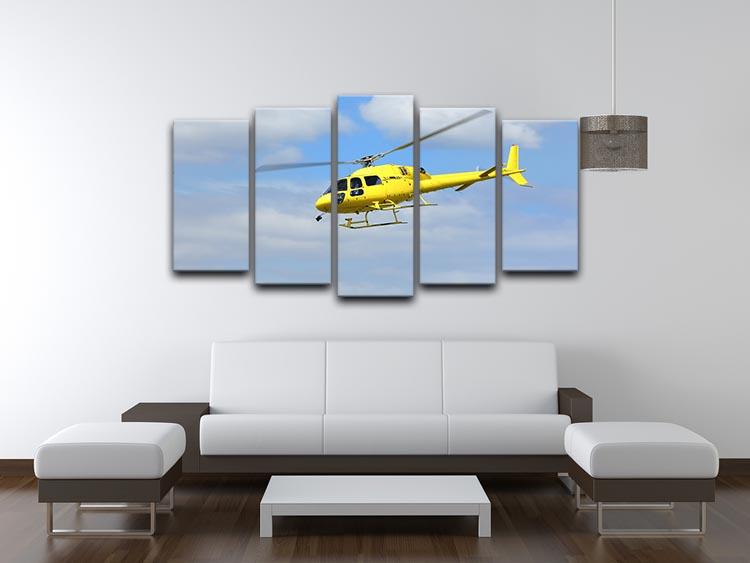 Yellow helicopter in the air 5 Split Panel Canvas  - Canvas Art Rocks - 3