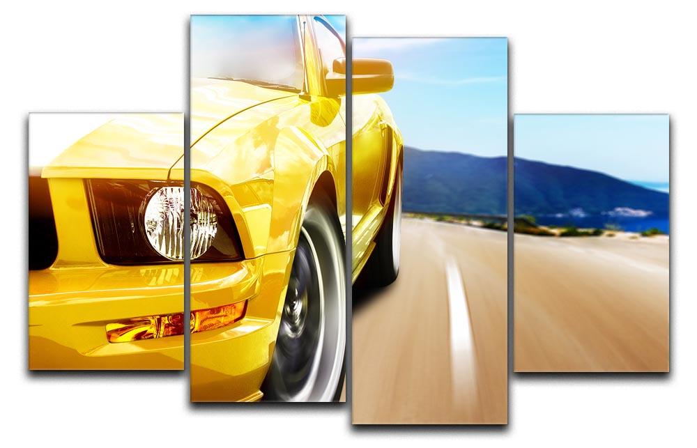 Yellow sport car 4 Split Panel Canvas  - Canvas Art Rocks - 1
