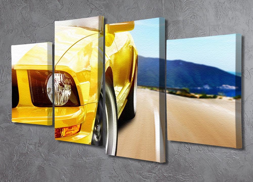 Yellow sport car 4 Split Panel Canvas  - Canvas Art Rocks - 2