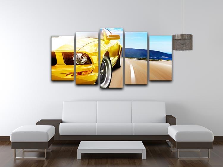 Yellow sport car 5 Split Panel Canvas  - Canvas Art Rocks - 3
