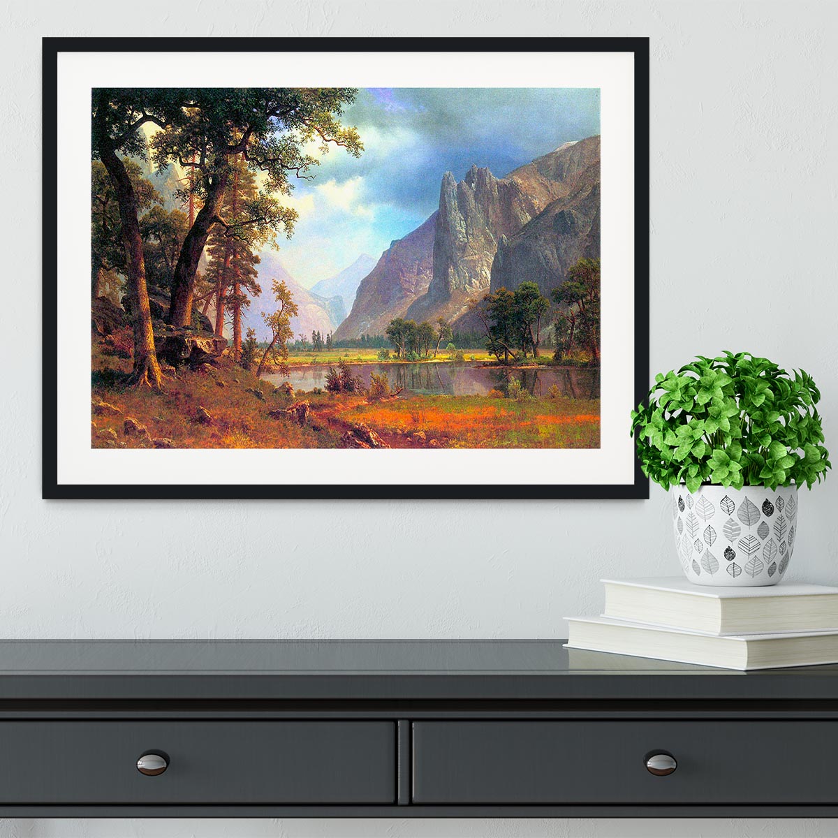 Yosemite Valley 2 by Bierstadt Framed Print - Canvas Art Rocks - 1