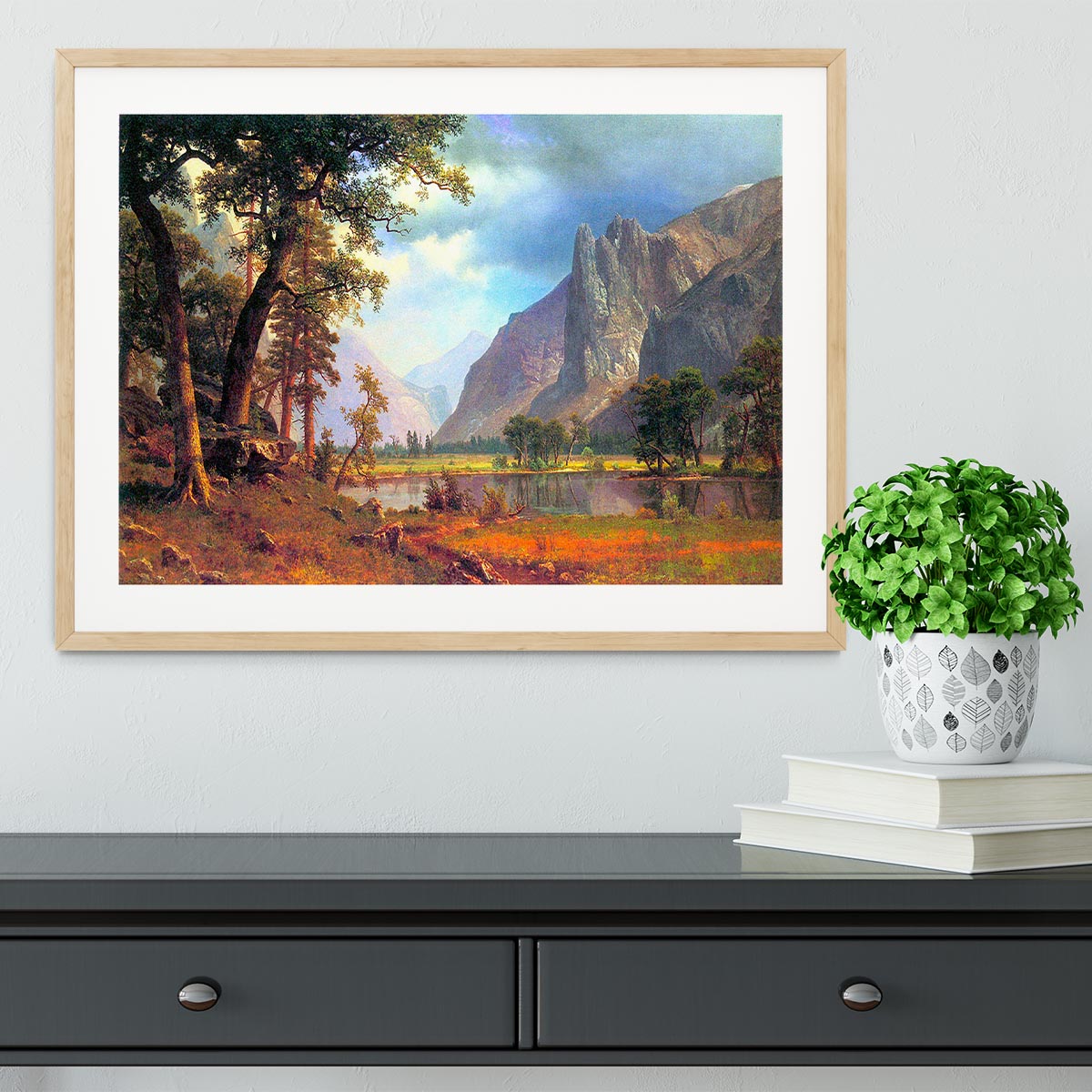 Yosemite Valley 2 by Bierstadt Framed Print - Canvas Art Rocks - 3