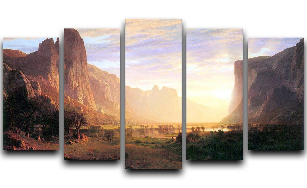 Yosemite Valley 3 by Bierstadt 5 Split Panel Canvas - Canvas Art Rocks - 1