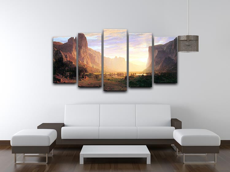 Yosemite Valley 3 by Bierstadt 5 Split Panel Canvas - Canvas Art Rocks - 3