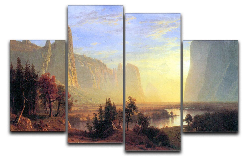 Yosemite Valley by Bierstadt 4 Split Panel Canvas - Canvas Art Rocks - 1