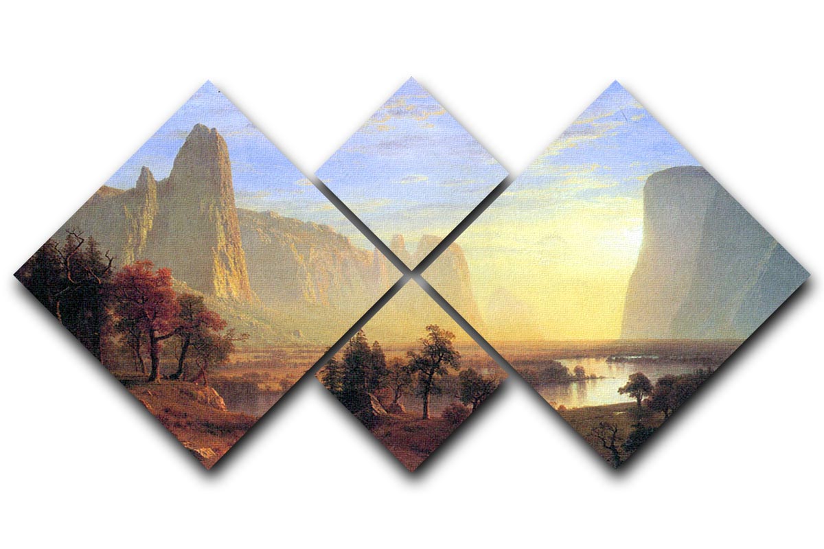 Yosemite Valley by Bierstadt 4 Square Multi Panel Canvas - Canvas Art Rocks - 1