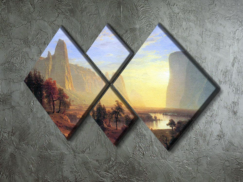 Yosemite Valley by Bierstadt 4 Square Multi Panel Canvas - Canvas Art Rocks - 2