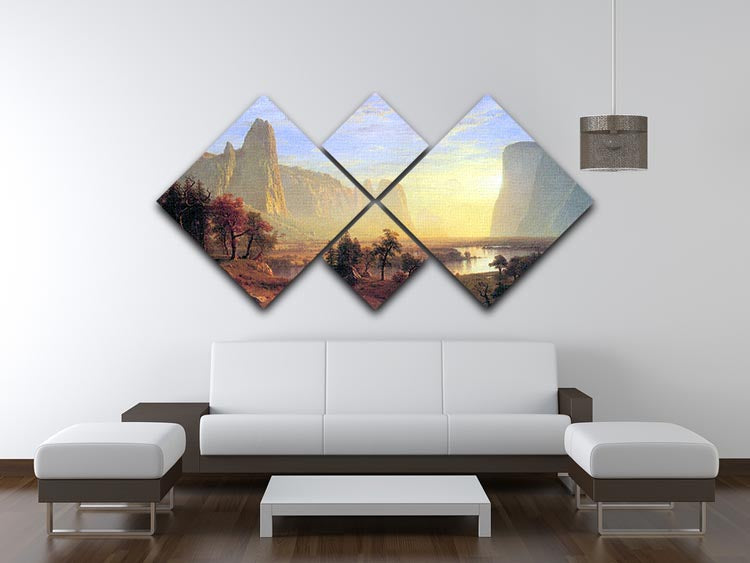 Yosemite Valley by Bierstadt 4 Square Multi Panel Canvas - Canvas Art Rocks - 3