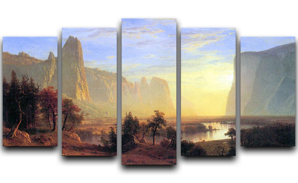 Yosemite Valley by Bierstadt 5 Split Panel Canvas - Canvas Art Rocks - 1