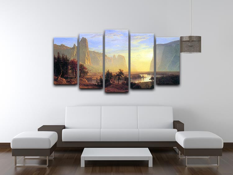 Yosemite Valley by Bierstadt 5 Split Panel Canvas - Canvas Art Rocks - 3