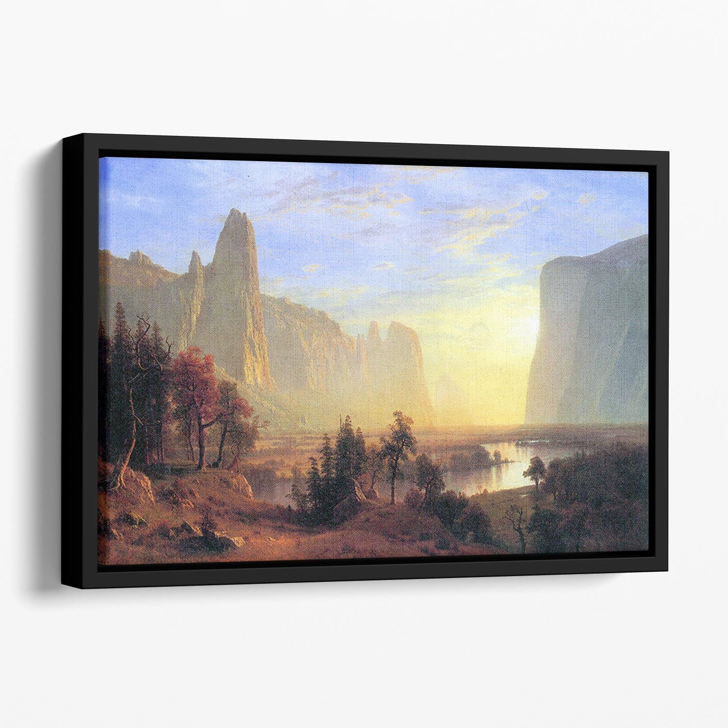 Yosemite Valley by Bierstadt Floating Framed Canvas - Canvas Art Rocks - 1