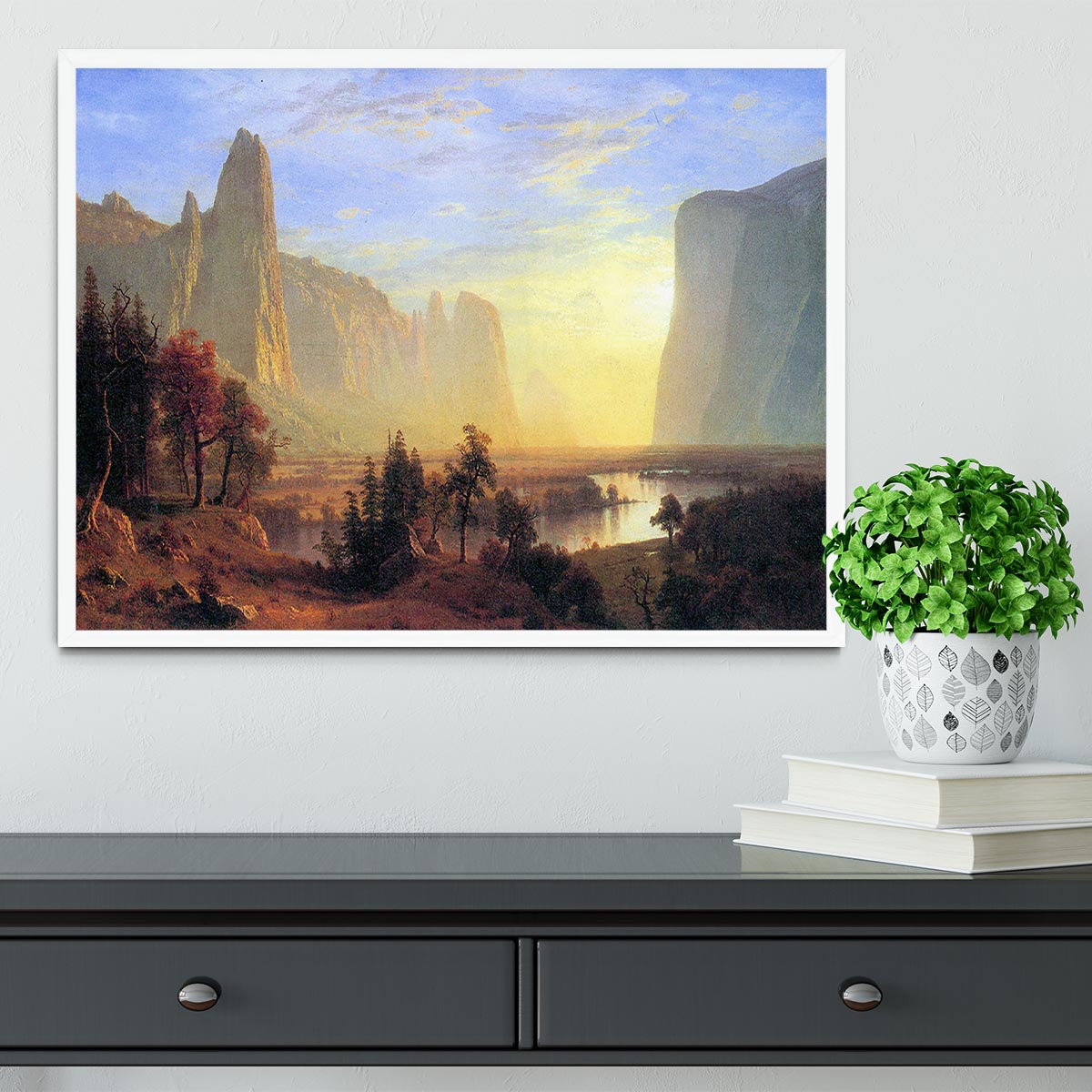 Yosemite Valley by Bierstadt Framed Print - Canvas Art Rocks -6