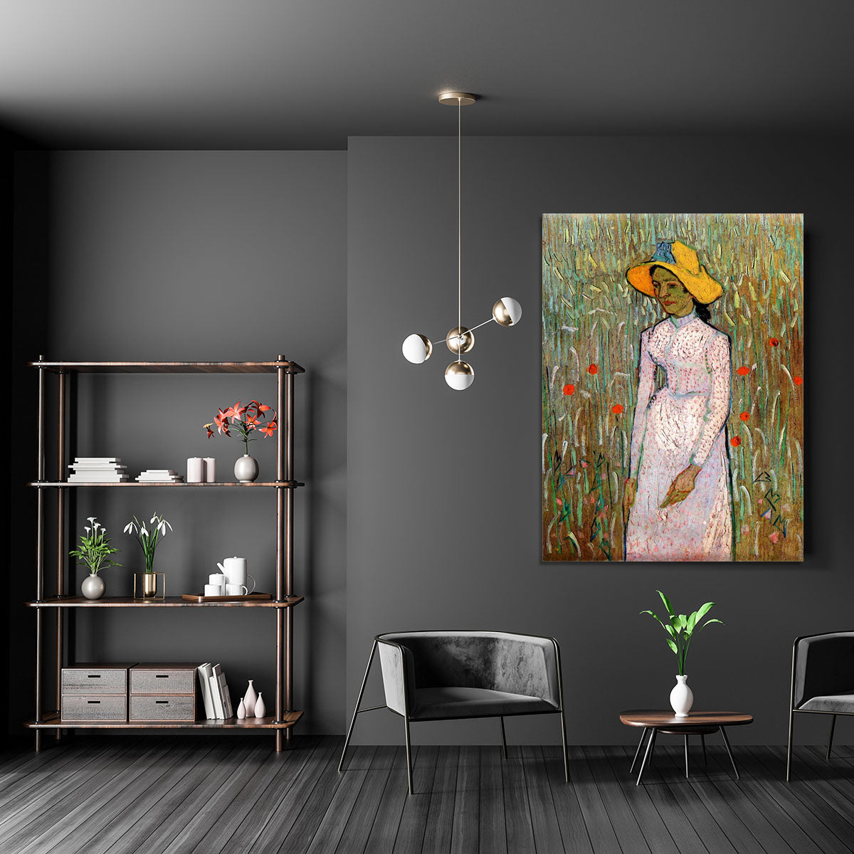 Young Girl Standing Against a Background of Wheat by Van Gogh Canvas Print or Poster - Canvas Art Rocks - 5