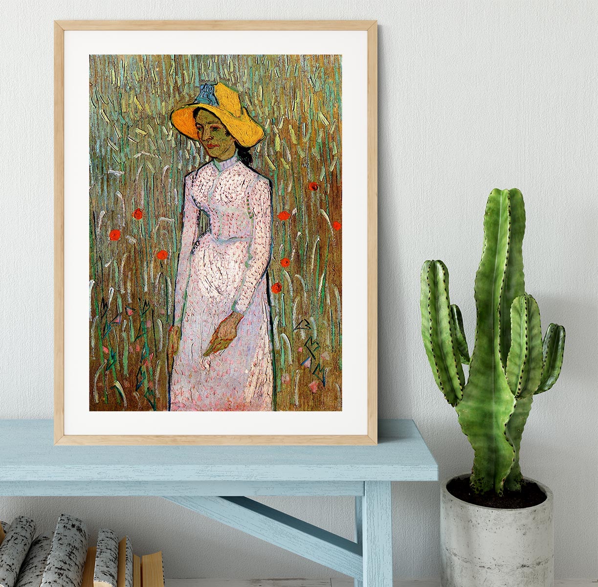 Young Girl Standing Against a Background of Wheat by Van Gogh Framed Print - Canvas Art Rocks - 3