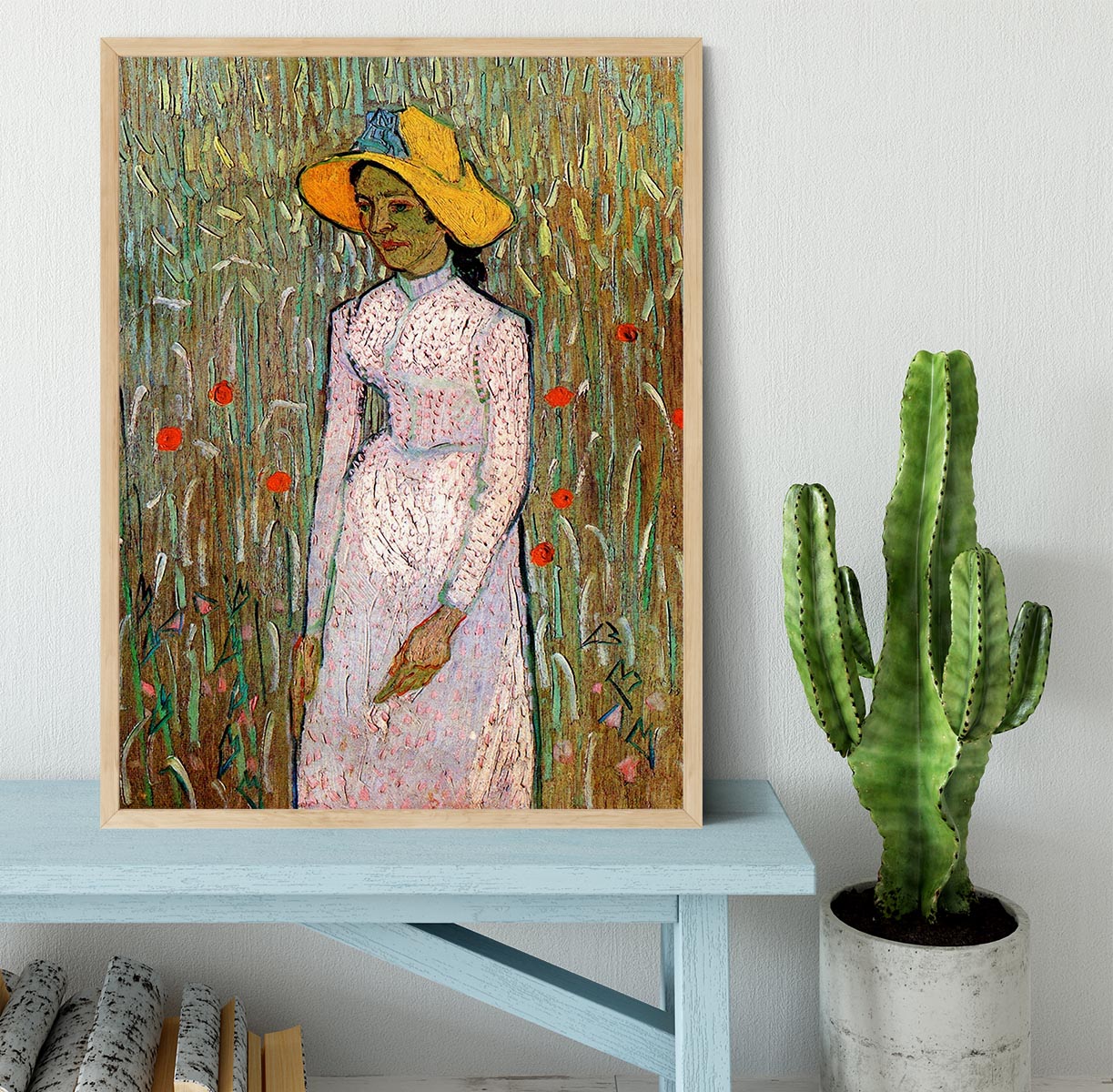 Young Girl Standing Against a Background of Wheat by Van Gogh Framed Print - Canvas Art Rocks - 4