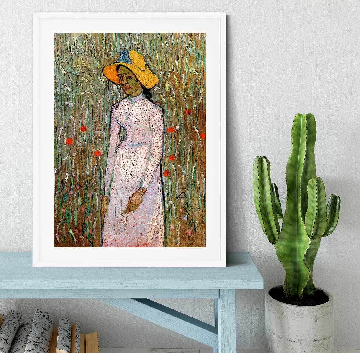 Young Girl Standing Against a Background of Wheat by Van Gogh Framed Print - Canvas Art Rocks - 5